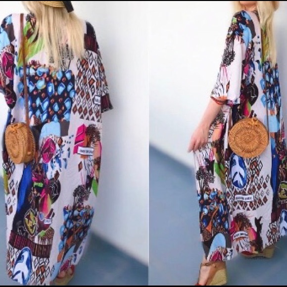 Last- Bohemian Half Sleeve Multi Printed Kimono - Picture 2 of 3